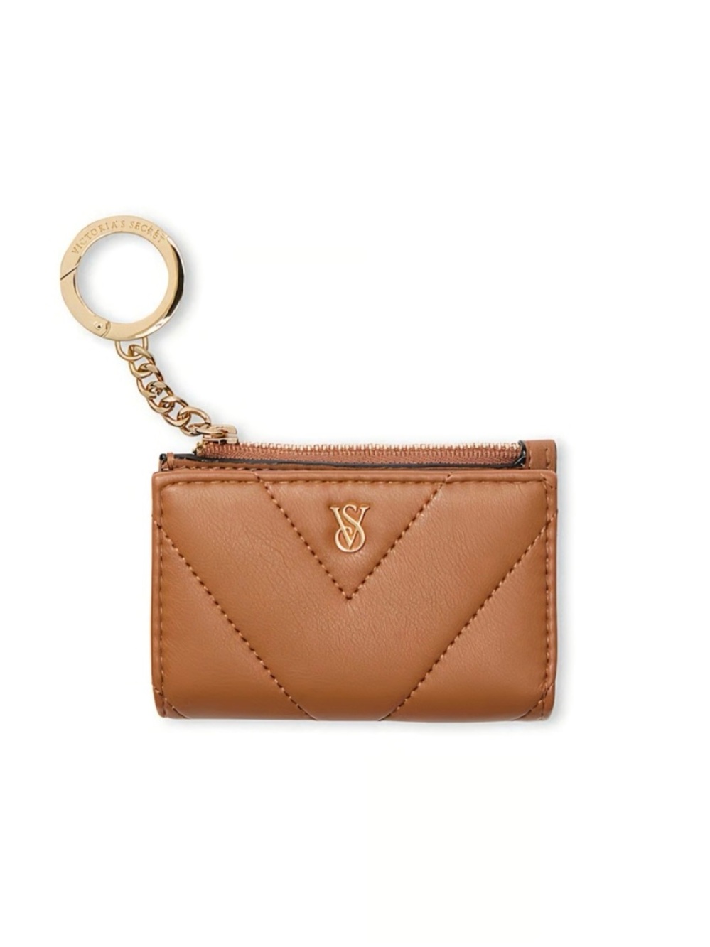Victoria's Secret Tan Quilted Keychain Card Holder